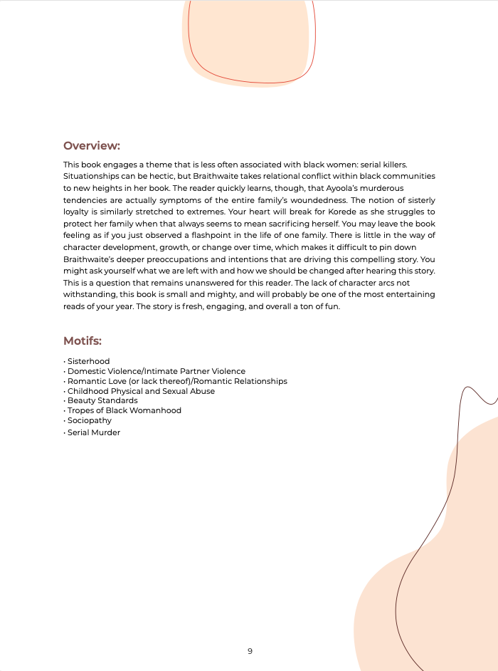 Jan 21 General Track Syllabus - My Sister The Serial Killer